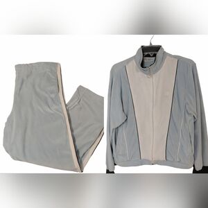 Wilson Vintage Velour Y2K Track Suit Set Light Blue Zip Jacket & Pants Size XL